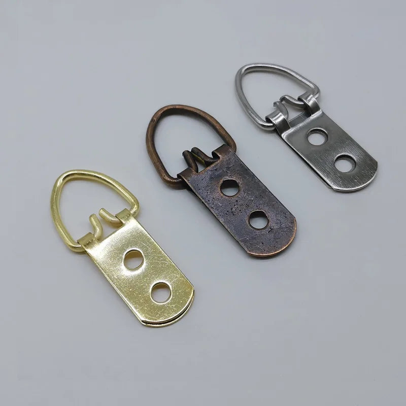 18x53mm D Ring Two Holes Iron Brass-plated Gold Retro Plain Picture Frame Hanger Box