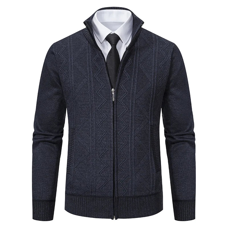 RNSHANGER New Man Knit Sweater Jacket Cardigan Men's Clothes Fashion Stand Collar Zipper Warm Korean Coat for Men