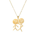 Cute Doodle Stickman Finger Stainless Steel Couple Necklaces Funny Doodle Pendant BFF Couple Chain Necklace Women Men Jewelry