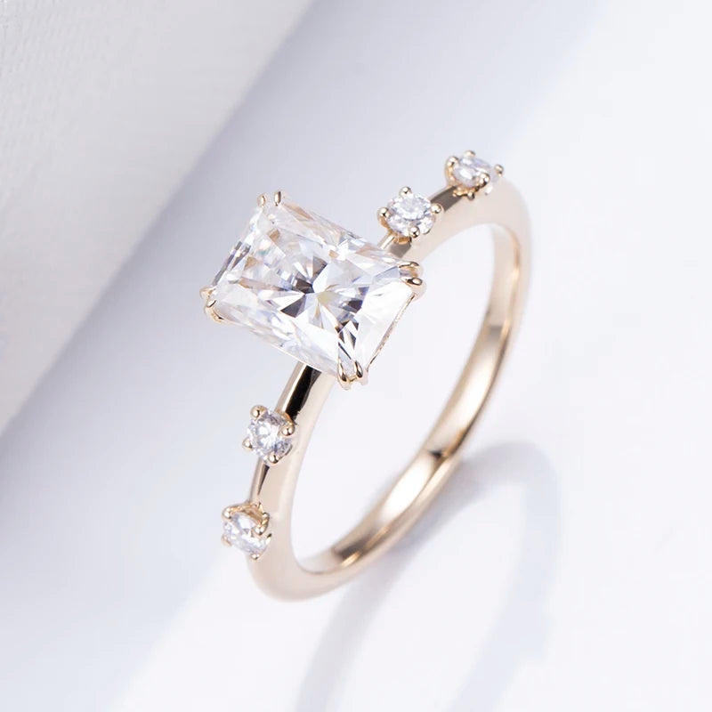 Luxury Radiant Cut Diamond Engagement Wedding Rings Set 14K Yellow Gold Factory Custom Ring