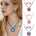 SC Popular Trendy Blossom Necklace Earrings Set Fashion Jewelry Set Stylish Colorful Polymer Clay Flower Jewelry Set for Women