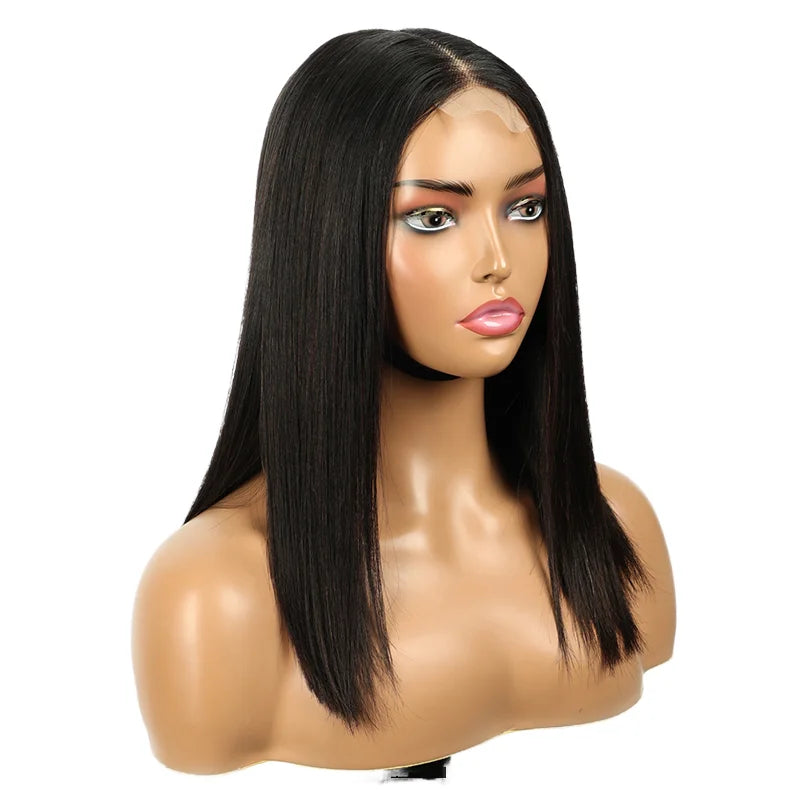 8 10 12 Inches Bone Straight Human Hair Double Drawn Wig Brazilian Hair 2x6 Lace Front Pre Plucked Wear and Go Glueless Wigs