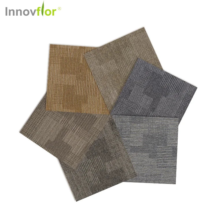 Excellent Quality Modern Striped Polypropylene Large Carpet Tiles Non-Slip Backing Automatics Carpet Tiles Cutter for Home