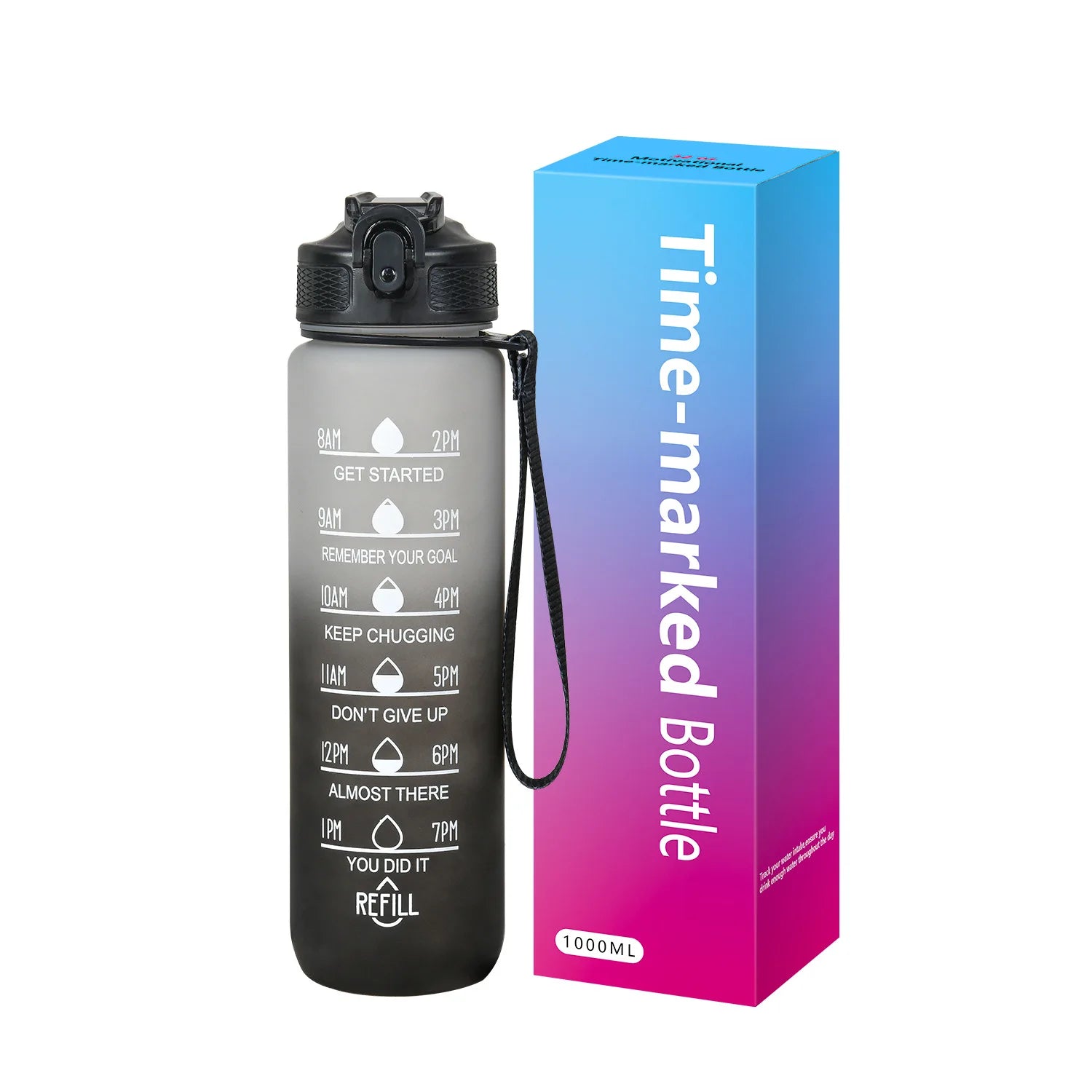 Wholesale Leak Proof BPA Free 1L Tritan Drinking Sports Motivational Water Bottles with Time Marker and Straw for Travel