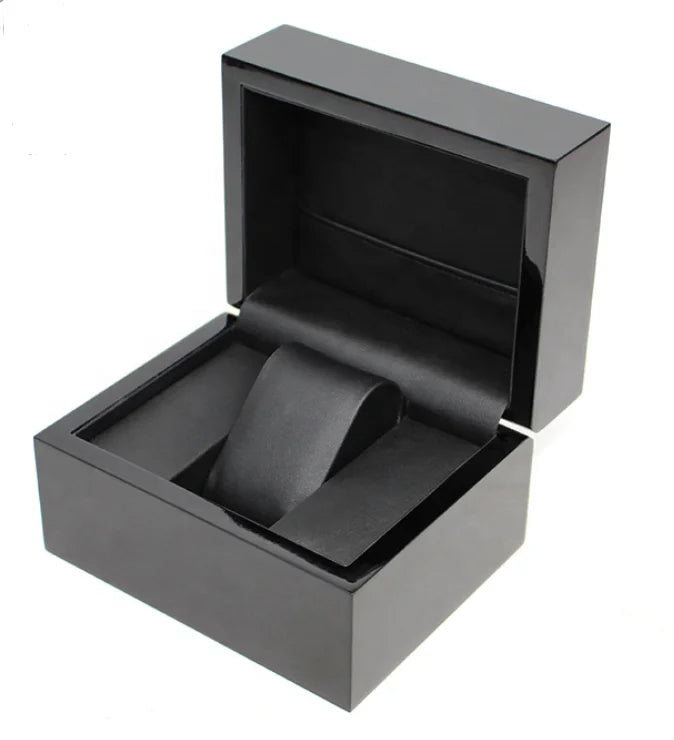Rectangle Shape Black Polished Custom Logo Gift Watch Boxes