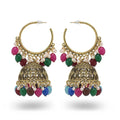 Ethnic Style Earings Jewelry Women Big Hoop Dangle Earrings Personality Gold Bell Rice Beads Tassel Bohemian Earrings