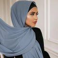 Wholesale Plain Georgette Scarf Shawl Indian Borong Tudung Bawal Thick Heavy Chiffon Hijab MegaBDM