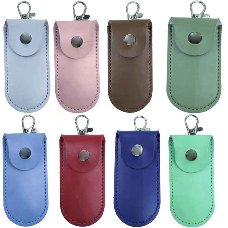 USB Organizer Case Keychain Wear-Resisting Pu Leather Flash Drive Case With Lobster Hook