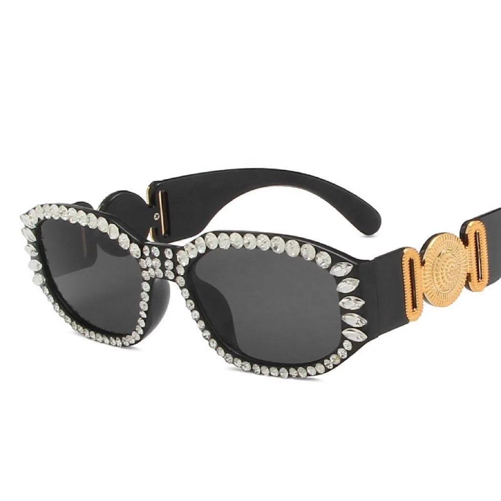 2022 Fashion New Model Shiny Diamond Women Shades Sunglasses Small Size Frame Ins Sun Glasses