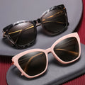 2 in 1 Polarized Clip on Sunglasses Eyeglasses Women Retro Luxury Cat Eye Anti Blue Light Glasses Frame Magnetic Driving Eyewear