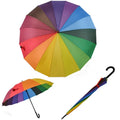24 Ribs Extra Strong Windproof Colorful Rainbow Umbrella Auto Straight Umbrella with Hook Handle