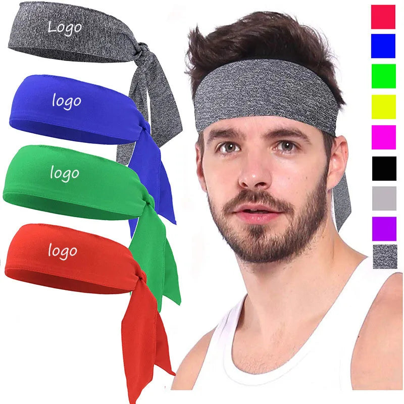 Custom Logo Adjustable Headbands Breathable Sweat Absorption Stretchy Fitness Sports Tie Back for Football Sport