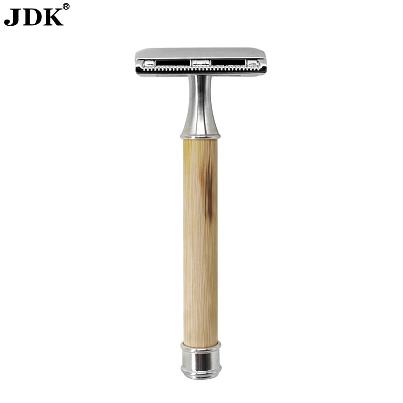 Eco Double Edge Safety Razor with Long Natural Bamboo Handle Single Blade Design-Fits All Standard Razor Blades for Men Women