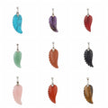 Angel Wing Crystal Pendant Necklaces Adjustable Rope Reiki Healing Stone Natural Gemstone Necklace for Women Men