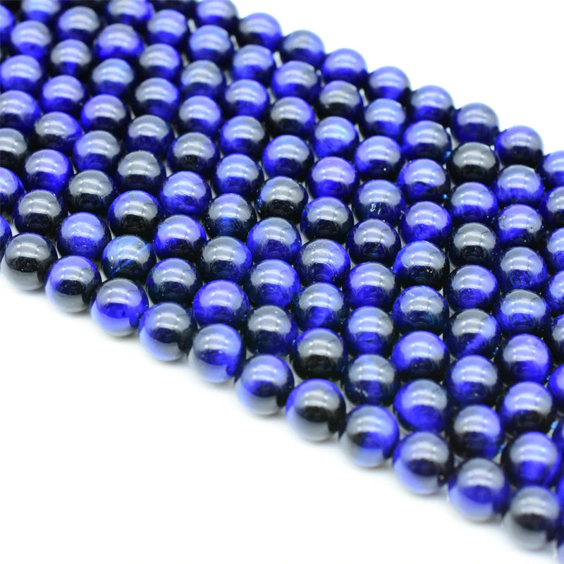 Wholesale 4/6/8/10/12/14mm Natural Blue Tiger Eye Loose Gemstone Beads for DIY Jewelry