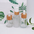 30ml 1oz clear  Glass Serum Frosted Bottles with Bamboo Lid