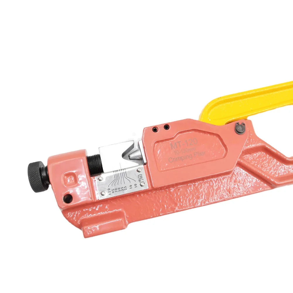 KH-120 Heavy Duty Cable Lug Indent Crimper Tubular Cable Lugs Connector Crimping Tool Plastic Nylon Copper Pliers Clamp Grip