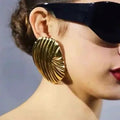 2024 New Arrival Fashion Jewelry Metal Oversized 5CM Shell Massive Earrings Exaggerated Chunky Vintage Big Earrings Jewelry