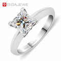 GIGAJEWE 1.2ct Princess EF Moissanite Ring 6.0mm 18K White Gold & 925 Silver Diamond Test Passed Gift for Women & Girls MegaBDM