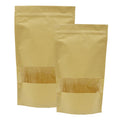 Resealable Sachet Biodegradable Plastic Kraft Paper Food Packaging Bag Stand up Pouch with Window and Zipper