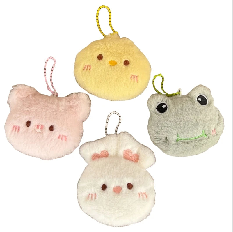 Cartoon Soft Animal Keychain Cute Plush Chicken Toy Keyring for Women Rabbit Frog Pig Doll Backpack Pendant Ornaments Girls Gift