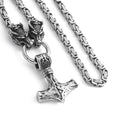 Norse Vintage Jewelry Wholesale Stainless Steel King Chain Necklace Thor Hammer Pendant Viking Necklace Jewelry