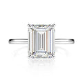 Rectangle Brilliant Emerald Cut CZ Solitaire Engagement Ring Thin Band 925 Sterling Silver for Women