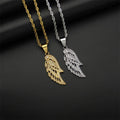 Popular Hiphop 18k Gold Plating Hollow Angel Wing Pendant Crystal CZ Stainless Steel Necklace for Men
