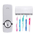 Epsilon Automatic tooth paste toothpaste dispenser with tooth brush toothbrush holder and auto pump rolling squeezer kit set wall mount