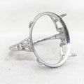 Sterling Silver 15*20mm Semi Mount Ring Empty Frame Blank Support Setting S925 Base Holder Without Center Stone for DIY Inlay