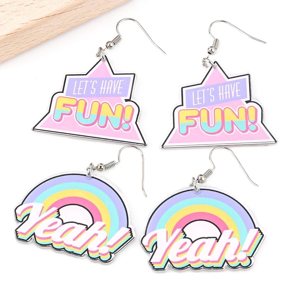 Cute Retro Cartoon Style Pendant Earrings Creative Acrylic Game Console Rubik's Cube Accessory Pendant Earrings