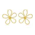 Autumn and Winter New Hand Twisted Wire Copper Plated 18K Gold Earrings Hollow Minimalist Flowers Brass Earrings Women