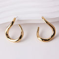 Custom Brass 16K Gold Plating Simple Open Huggie Hoop Stud Earrings Fashion Designs for Women