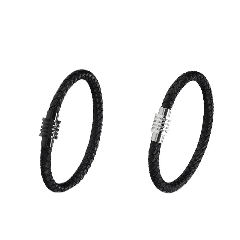 Stainless Steel Leather Rope Simple Braided Bracelet Fashion Charm Jewelry Bangles & Bracelets