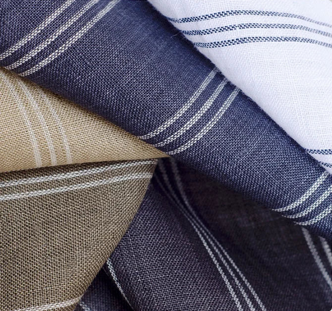 4832 Pure French Linen Stripes Fabric Wholesale Yarn Dyed Linen Stripe Fabric for Linen Pants  Wholesale Manufacturers