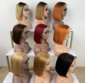 Cheap Price Short Bob Human Hair Wigs 10-16inch Transparent for Lace Front Closure Glueless 100% Human Virgin Hair Black Women