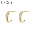 CZCITY Designer Sterling Silver Fashion Trend 2021 Gold Stylish Trendy Women Jewelry Hoop Gold Earrings