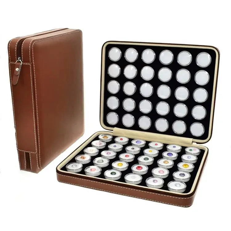 60 Small Round White Storage Gemstones Show Brown Loose Diamond Ring Box Gemstone Box Display Plastic Gemstone Box