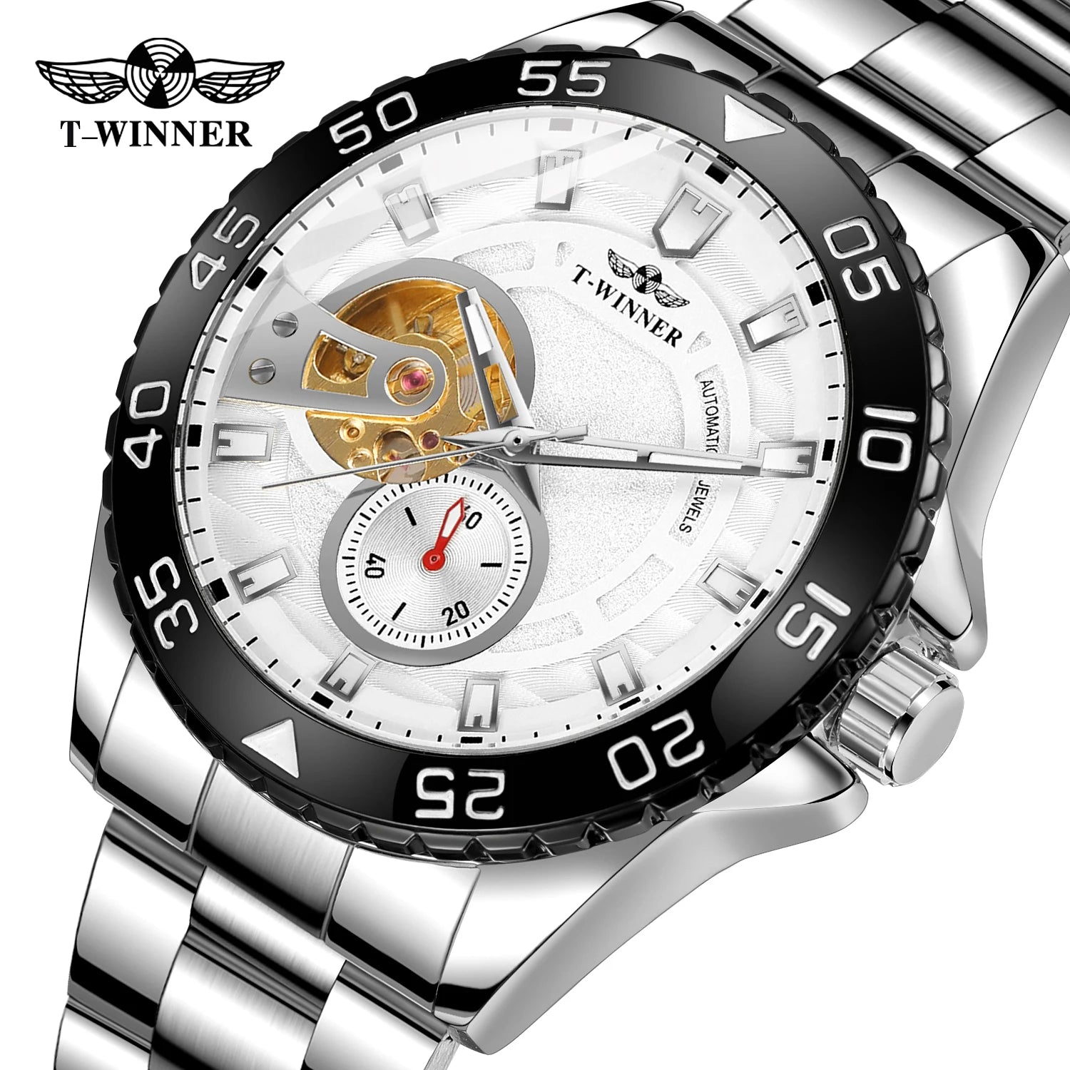 T-WINNER Fashion Water Resistant Relojes Hombre Watch CARVING TIME STYLISH Custom Mens Mechanical Luminous Automatic Watches
