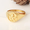 Tarnish Free Engraved Cherub Cupid Angel Ring Statement Waterproof Signet Ring Women Custom Stainless Steel Gold Finger Ring