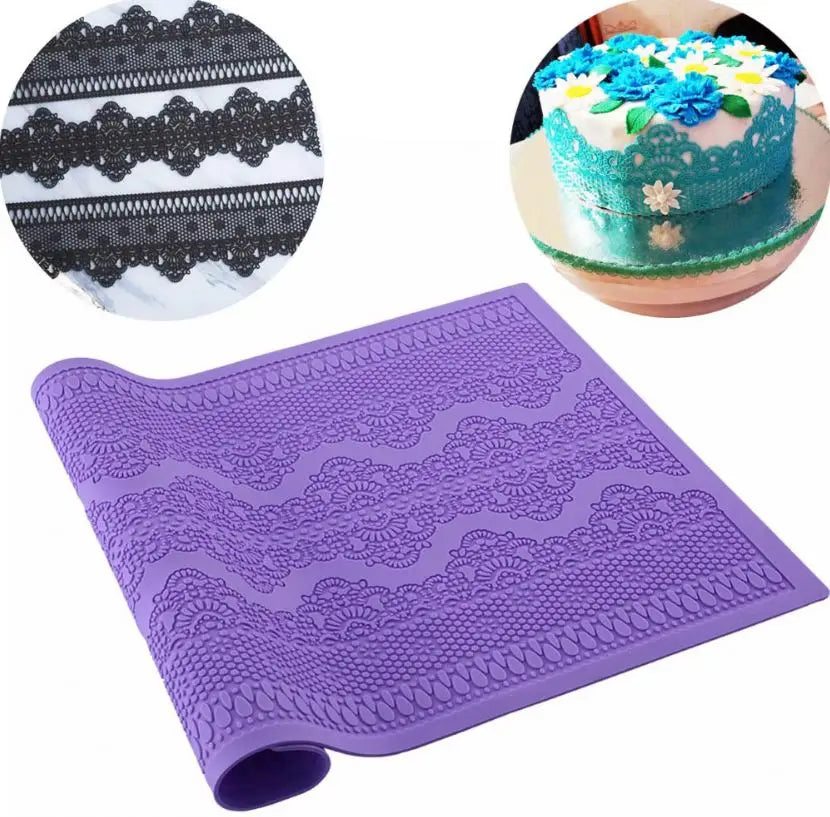 DIY Sugar Lace Fondant Mat Flower Pattern Silicone Mold Fondant Cake Lace Embossed Mats for Cakes Decorating
