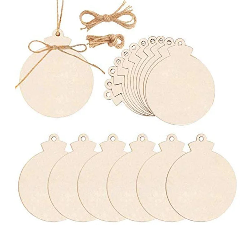 4"  Round Ball Natural Wood Slices Wooden Ornaments Unfinished  DIY Wooden Christmas Ornaments Hanging Decor