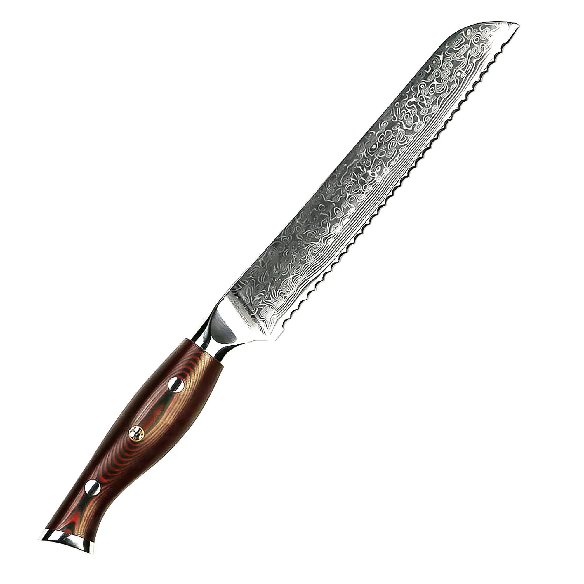 67 Layers Damascus Steel Bread Knife Hot Sale Premium Military Grade G10 Handle Bread Cake Knife