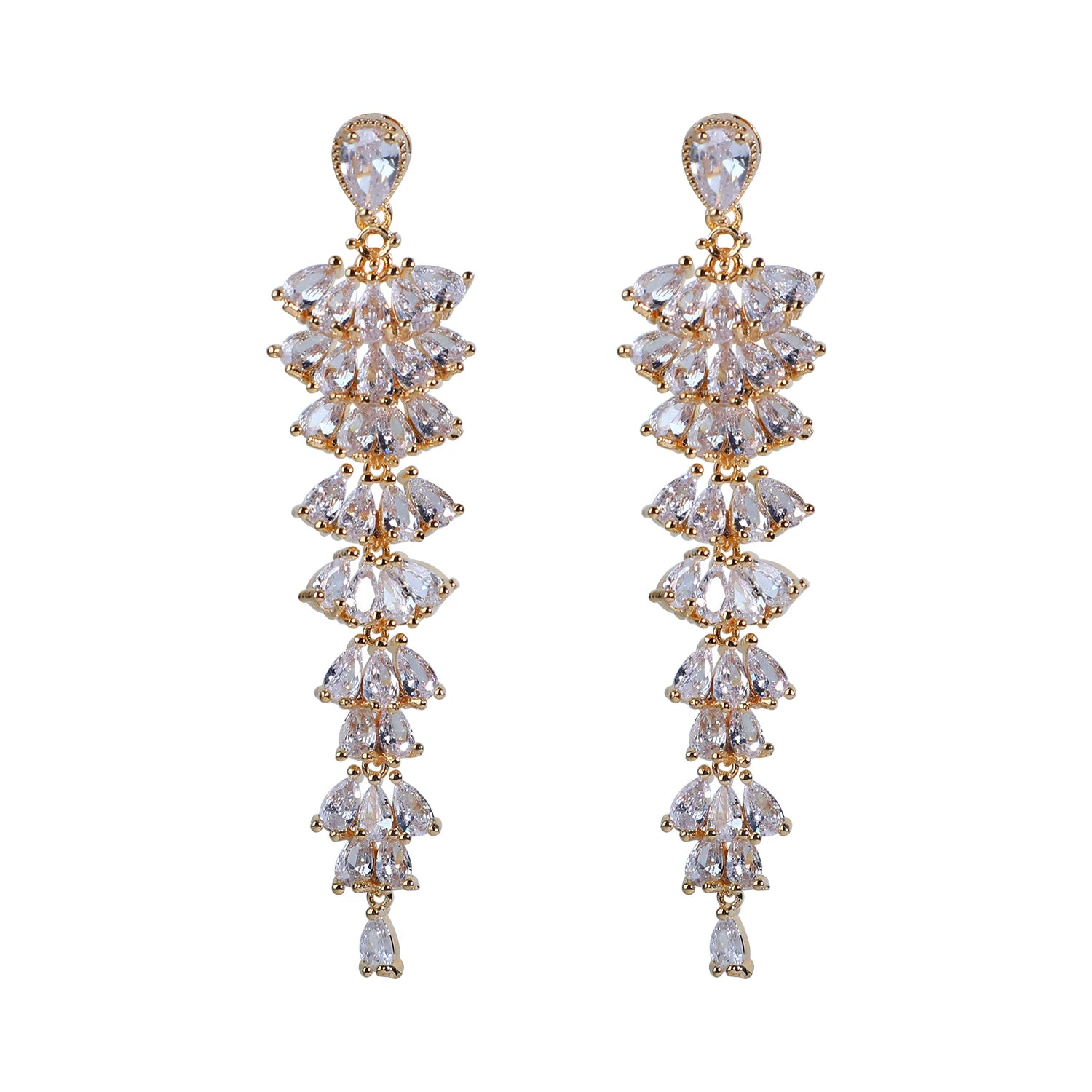 Luxury Zircon Dangling Earrings Wholesale Bulk Fashion Korean Long Dangle Earrings Women