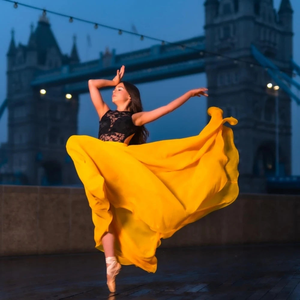 Women Chiffon Swing Skirt Belly Ballet Modern Dance Skirt Stage Dance Maxi Full Long Skirt