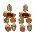 Vintage Personalized Stud Earrings Drop Earrings Multi Colors Rhinestone Long Earrings for Women