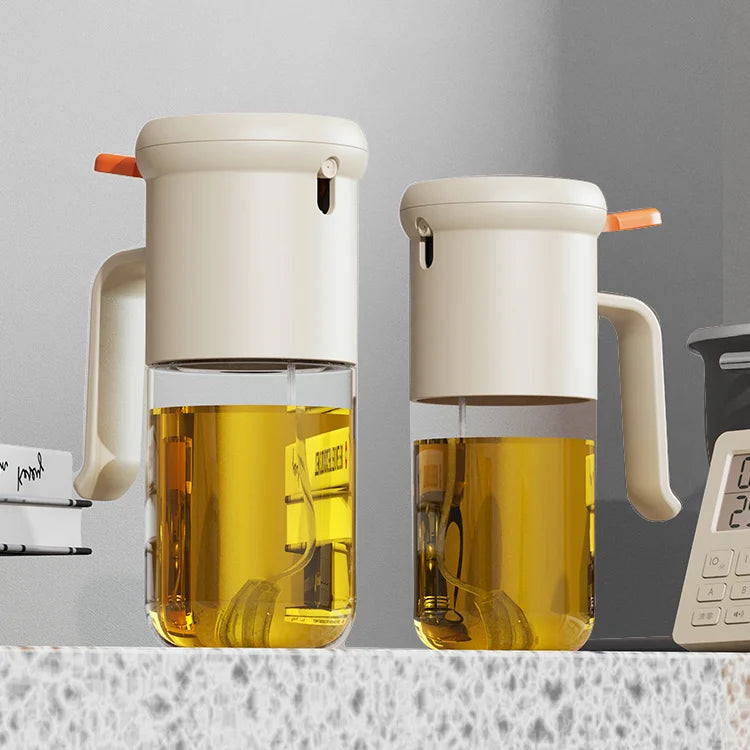 Oil Sprayer & Dispenser Bottle with Glass and Food Grade PP for Kitchen Cooking-Reusable Dustproof Fresh-Keeping