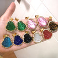 Fashion Fine Wholesale Stainless Steel Gold Plated Inlay Colorful Laughing Jade Buddha Pendant Necklace Jewelry for Women