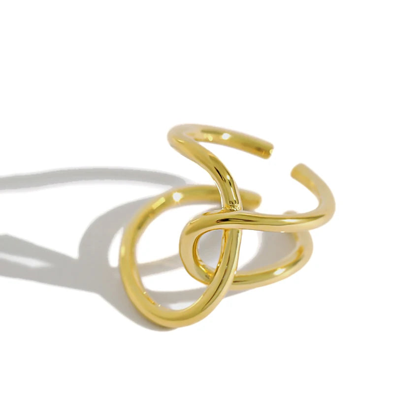 Hot Selling Wholesale Hip Hop 925 Sterling Silver Twisted Wire Open Rings Women Wedding Party Anniversary Trendy