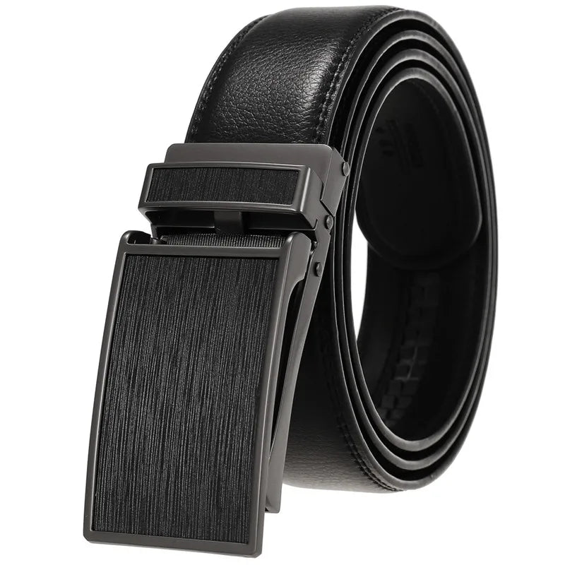 LQbelt Factory Men's Automatic Buckle Belt Click Genuine Leather Belts for Men Waistband Belt Ratchet Custom LOGO